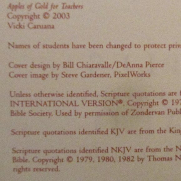 Apples Of Gold For Teachers By Vicki Caruana Hardcover - Picture 4 of 9